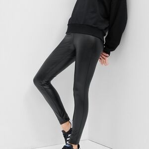 GAP true black faux smooth vegan leather ponte leggings